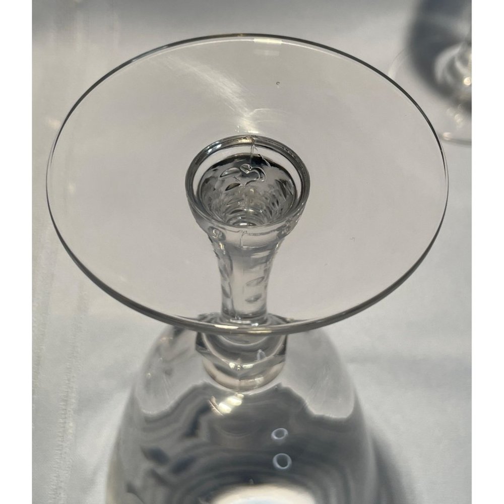 Set of 7 Crystal Rose Etched Iced Tea Glasses Cut Glass Stem Bubbles Vintage - Picture 5 of 10